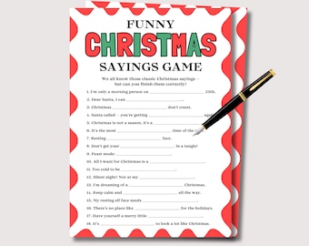 Grappig kerstspel, leuk afdrukbaar kerstfeestspel voor volwassenen Kerstspelletjes Kantoor kersttrivia voor volwassenen Wintertrivia