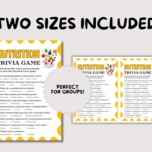 Nutrition Trivia Game, Fun Nutrition Game for Kids Adults Seniors, Nutrition Activity Quiz, Healthy Food Trivia Game, Healthy Eating Game