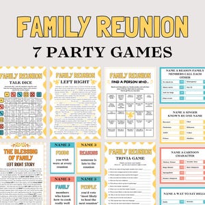 Family Reunion Games Bundle, Ice Breaker Family Reunion Talk Dice Game for Family Reunion Left Right Game Family Reunion Bingo Family Trivia
