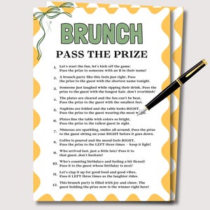Brunch Pass the Prize Game, Fun Printable Brunch Game, Galentines Brunch Activity, Birthday Ladies Brunch Party Pass the Gift, Bridal Brunch