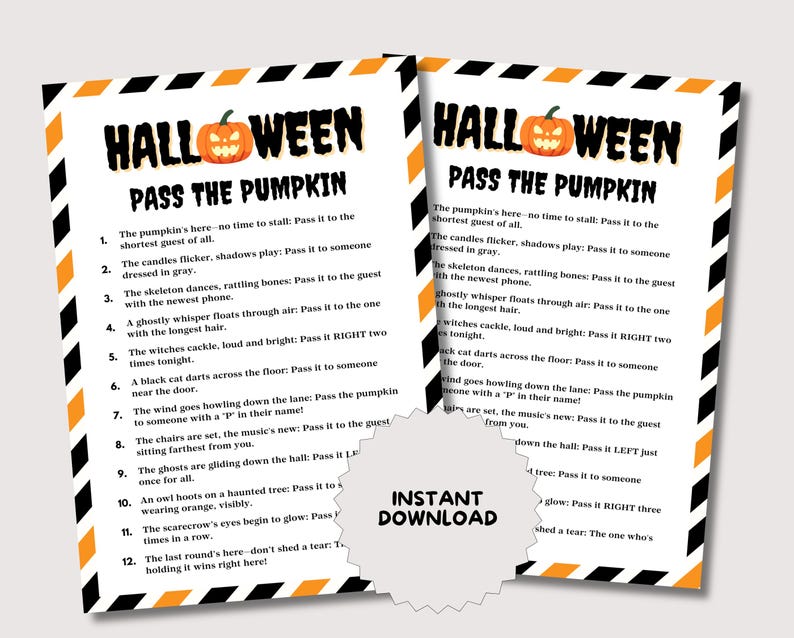 Pass the Pumpkin Game, Halloween Pass the Prize Game, Halloween Party Game, Left Right Game, Adult Kids Teen Halloween Games, Pass the Gift