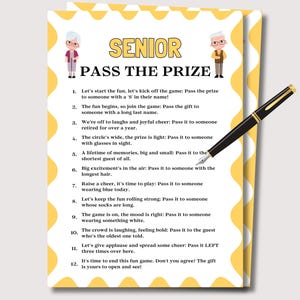 Senior Pass The Prize, Printable Games for Seniors, Pass the Gift Poem Games for Elderly Icebreaker Games Senior Birthday, Nursing Home Game