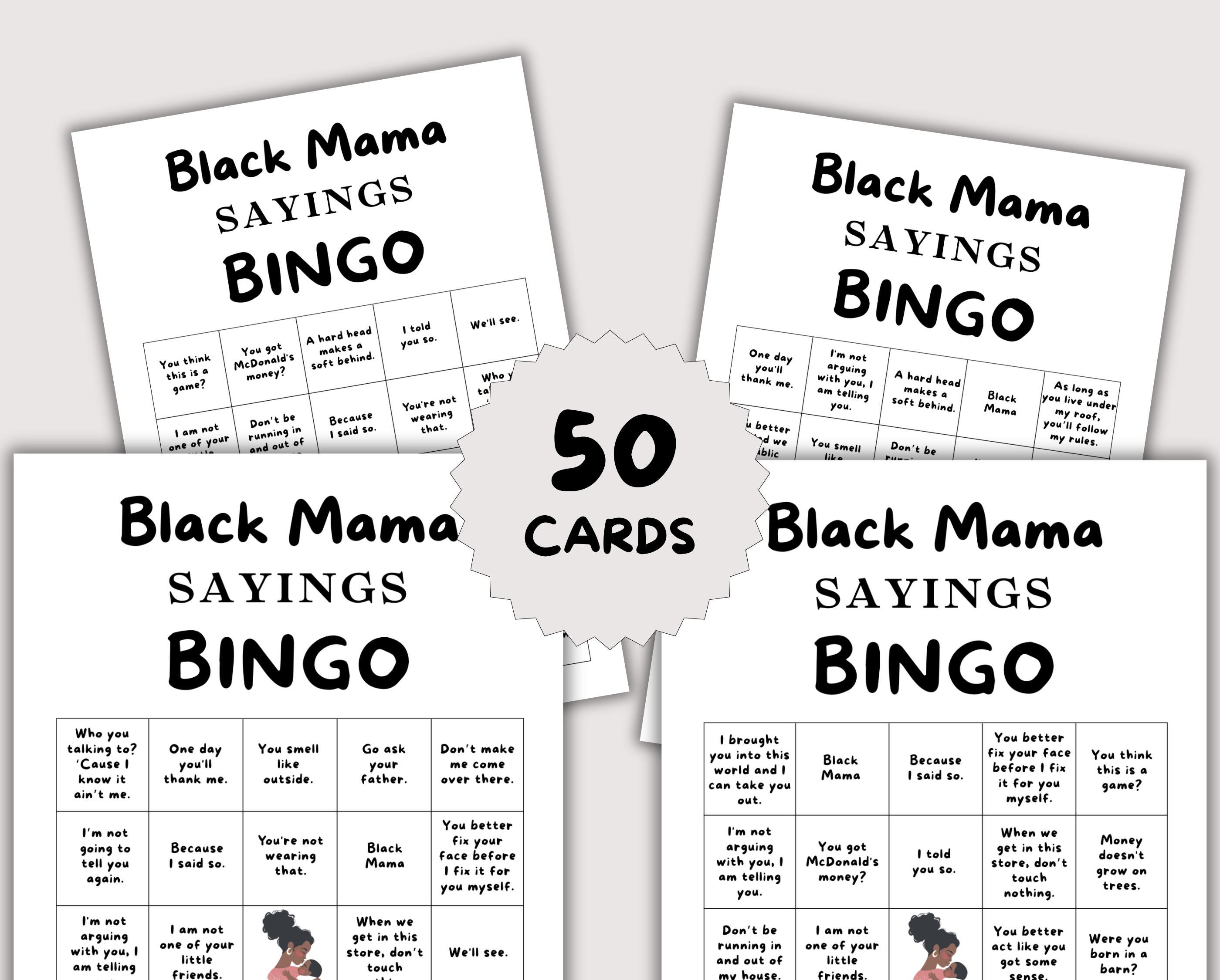 Black Mama Sayings Games Bundle, Black Mom Sayings Baby Shower