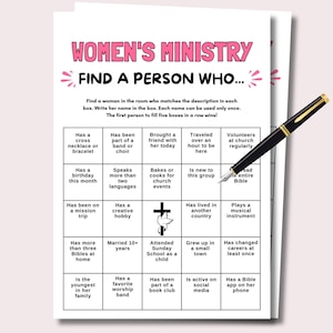 Womens Ministry Game Find Someone Who Bingo, Bible Games for Women ...