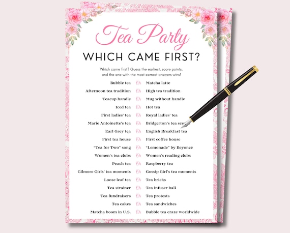Tea Party Games Which Came First, Adult Tea Party Game for Girls Women, Urban Tea Party Games, Tea Time Games, Spill the Tea, High Tea Party - Etsy Tea Party Games Which Came First, Adult Tea Party Game for Girls Women, Urban Tea Party Games, Tea Time Games, Spill the Tea, High Tea Party - Etsy
