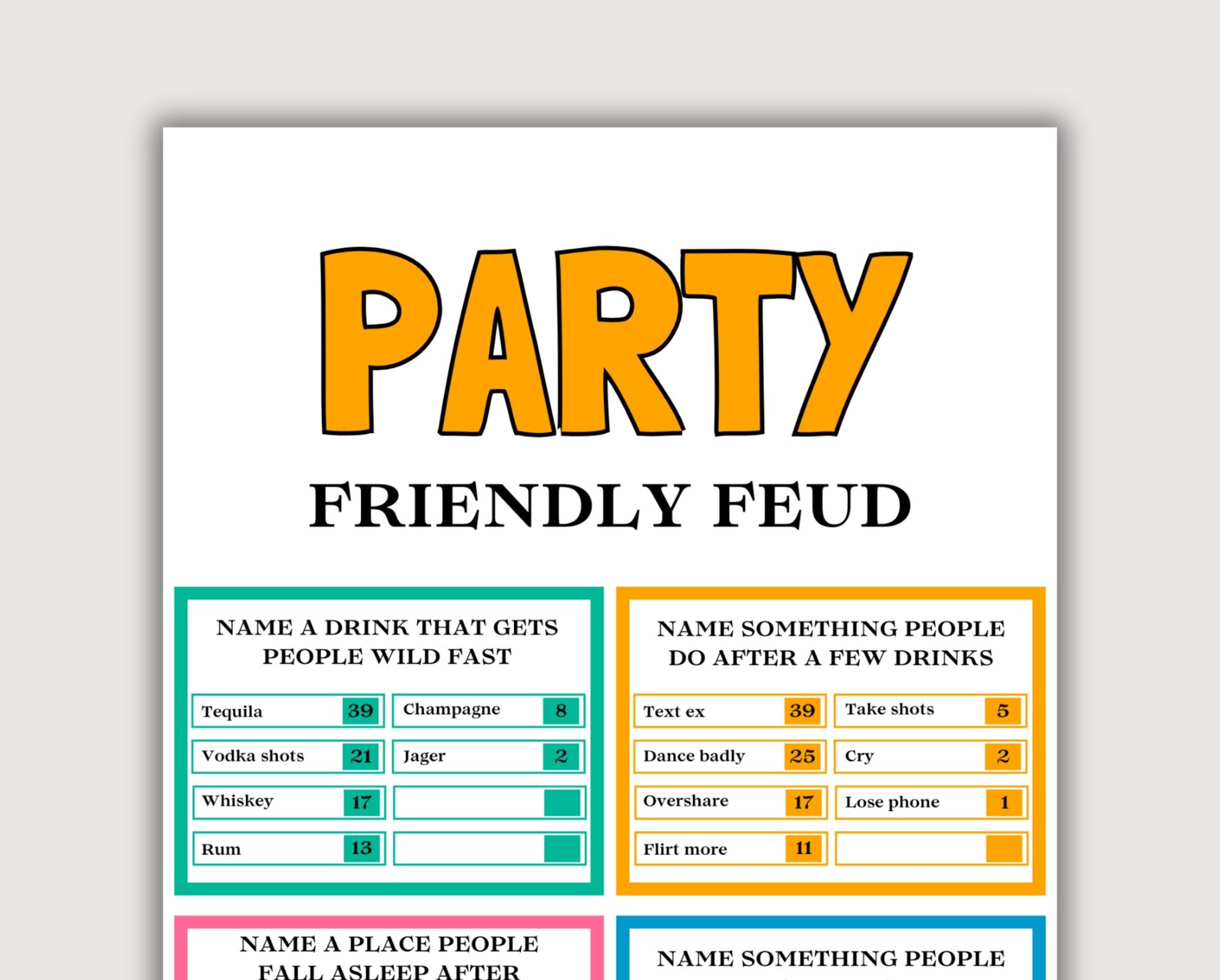 Adult Friendly Feud Game, Fun Group Party Game for Adults, Girls Night ...