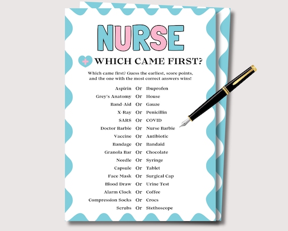 Nurse Which Came First Game, Fun Nurse Game for Medical Party, Nurse Party Trivia Quiz, Nurse Week Activity, Retirement Nurse Medical Game