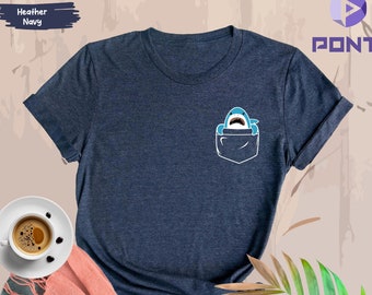 Shark Shirt, Shark, Cute Shark Tees, Shark Pocket Shirt, Little Shark T-Shirt, Toddler Shark Shirt, Shark Shirt for Gift, Funny Shark Shirt