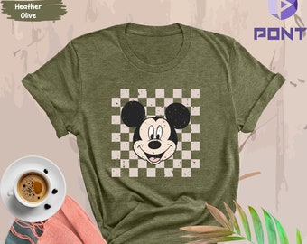 Mickey Mouse Shirt, Retro Mickey Shirt, Checkered Disney Sweatshirt, Disney Girl Trip Shirt, Vintage Disney Shirt, Disney Women Shirt Gifts