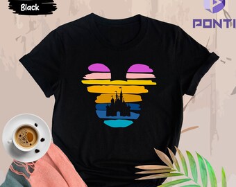 Disney Mickey Minnie Castle Shirt, Disney Sunset Colors Castle Shirt, Disney Mickey Shirt, Disneyland Shirt, Family Vacation Shirt, Mickey