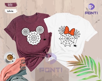 Disney Spider Web Tee, Mickey Minnie Halloween Shirts, Couple Disney Shirts, Halloween Matching Shirts, Mickey Mouse Shirt, Family Halloween