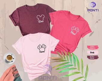 Custom Disney Family Shirts, Mickey and Minnie Pocket Shirt, Disneyworld Family Shirts, Disney Vacation Trip Shirts, Disneyland Custom Shirt