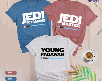Star Wars Matching Shirts, Jedi Master, Jedi In Training, Young Padawan, Disney Kids Shirts, Disney Family Matching, Dad and Son Jedi Shirt