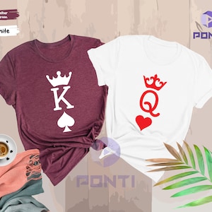 King and Queen Shirt, Couple Shirts, King of Spades and Queen of Hearts Shirt, Couple Outfit, His and Hers, Honeymoon T-shirts, Wife Hubby