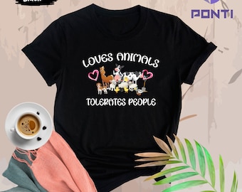 Love Animals Tolerates People Shirt, Love Animal Tees, Dog Lover Shirt, Animal Lover Gift, Animal Shirt, Cat Lover Shirt, Pet Owner Tee