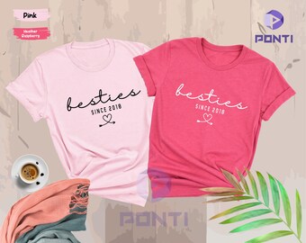 Custom Besties Since Shirts, Personalized Best Friends Shirt, Besties Trip Outfit, Bff Matching Tee, Cute Birthday Gifts, Besties Trip Gift