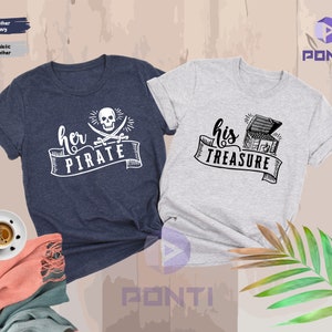 Her Pirate His Treasure Shirt, Funny Couples Shirts, Cute Matching Couple, His and Her, Couples Cruise, Sailing Couple, Funny Boating Outfit