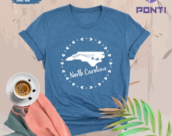 North Carolina State Shirts, North Carolina State Map Shirt, North Carolina Travel Gift, North Carolina Clothing, North Carolina Sweatshirt