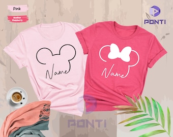 Customize Disneyland Shirt, Personalized Disney Trip T-shirt, Mickey Mouse With Name, Minnie Mouse With Name, Gift For Woman, Disney Shirts
