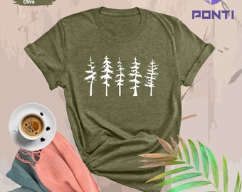 Trees Shirt, Pine Tree Tee, Pine Tree T Shirt, Camping Shirt, Hiking Shirt, Adventure Shirts, Nature Lover Gift, Outdoors Shirt, Nature Tee