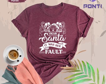 Dear Santa It Was Her or His Fault Shirt, Christmas Couple T-Shirt, Santa Claus Tee, Christmas Matching Tshirt,Merry Christmas,Winter Season