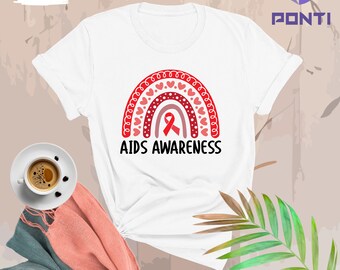 Aids Awareness Shirt, Aids Shirt, Aids Red Ribbon Shirt, HIV Awareness Shirt, Aids Virus Warrior Shirt, Aids Support Squad Gift Shirt