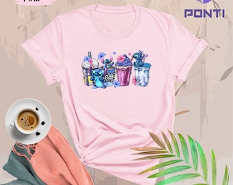 Disney Stitch Drink Shirt, Disney Ears, Disneyland Shirt, Lilo and Stitch Shirt, Epcot shirt, Stitch Shirt, Disney Drinking Shirt,Coffee Tee