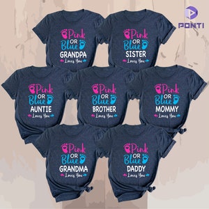 Custom Pink or Blue We Love You Shirt, Gender Reveal Family Matching Shirt, Baby Announcement T-shirt, Pregnancy Shirt, Family Shirts