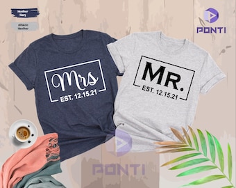 Future Mr Mrs Shirts, Custom Couple Tshirt, Bride Gift, Husband est 2026, Bachelorette Party, Wedding Gift, Honeymoon Gift, Just Married Tee