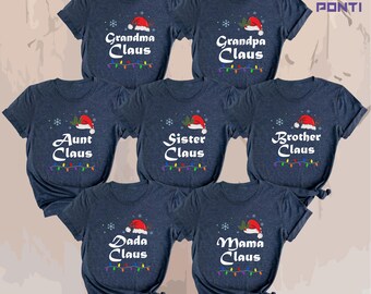 Custom Family Christmas Shirts, Santa Claus Shirt, Family Claus Christmas Shirt, Dad Mom Christmas Gift, Christmas Party Matching T-shirts