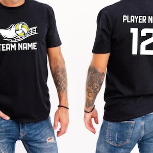Custom Volleyball Sports Team T-Shirt, Volleyball Your Text and Number, Custom Sport T-Shirt, Personalized Front and Back Team Fan Tee Gift