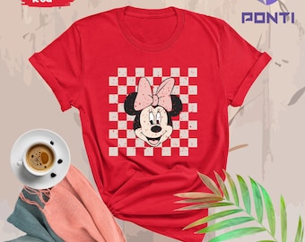 Retro Minnie Shirt, Minnie Mouse Shirt, Checkered Disney Sweatshirt, Disney Girl Trip Shirt, Vintage Disney Shirt, Disney Women Shirt Gifts