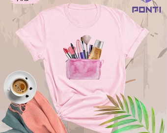 Makeup Set Shirt, Minimal Makeup Tools T-Shirt, Makeup Artist Shirt, Makeup Lover Shirts, Gift for Makeup Lover, Beauty Saloon Tees, Brushes