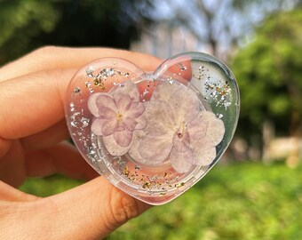 Phone Grip, Handmade Flowers Phone Grip , Transparent Heart Folding Phone Holder, Phone Accessories, Pop Socket Stand, Mother's Day Gift