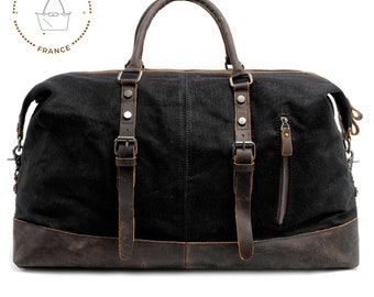 Travel bag Duffle bag men Canvas travel bag canvas weekender bag canvas holdall bag canvas Genuine leather travel bag wax canvas unisex