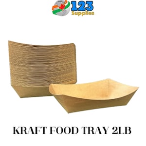Bandejas de papel kraft para alimentos de 2 lb - Bandejas desechables de papel marrón para alimentos / Paquete de 50 o 100 / Suministros ecológicos para fiestas, catering, comida para llevar y barbacoas