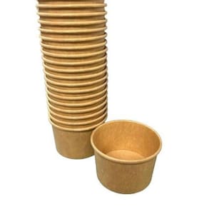Recipientes de sopa de papel kraft descartáveis, copos de salada ecológicos de 4 oz, pacote com 50 copos à prova de gordura para alimentos quentes e frios, recipiente para molho