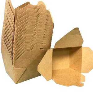 Scatole da asporto in carta kraft marrone ecologiche - Scegli tra 5 dimensioni - Contenitori per alimenti per ristoranti, catering e feste a prova di grasso