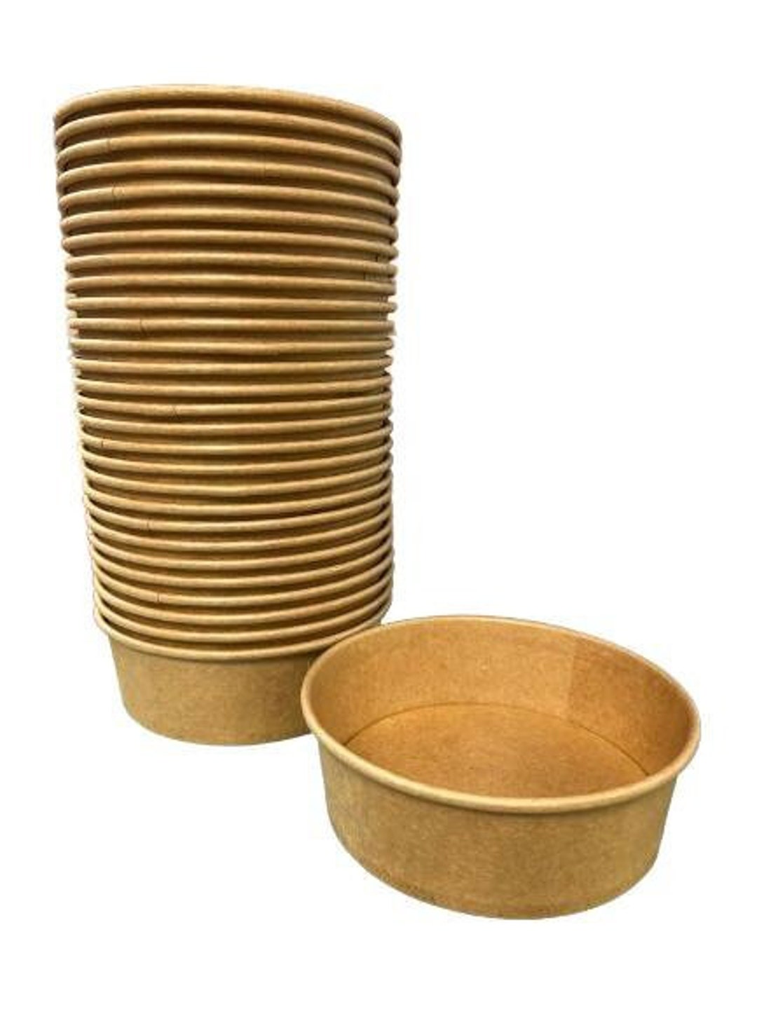 Disposable Biodegradable Kraft Paper Salad Bowls - Pack of 50 - 16oz ...