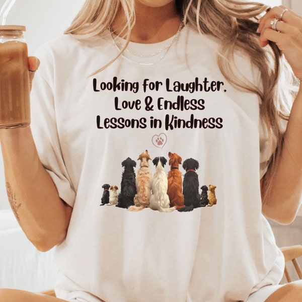Women's Dog Lover T-shirt, Love Dogs, Pets, Pure Breds and Mutts, Cute Gift for Dog Owner, Birthday, Anniversary gift for New Dog, Adopt Dog