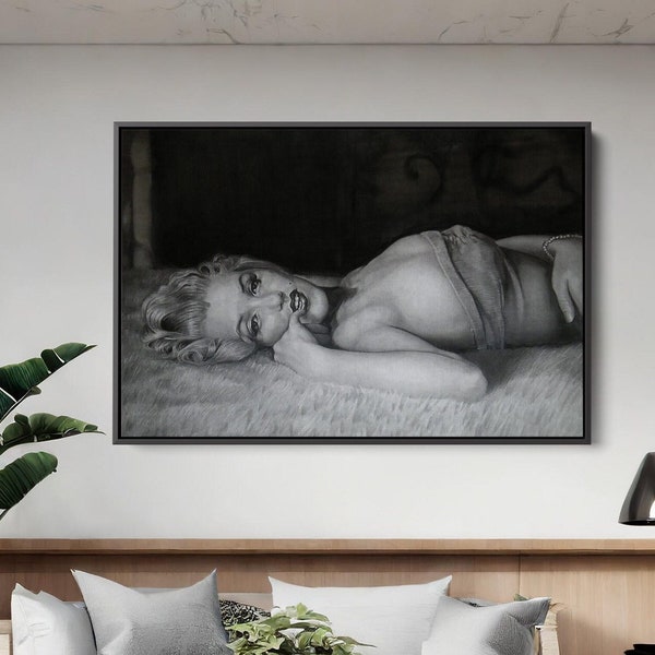 Hand-Drawn Marilyn Monroe Canvas - Charcoal Portrait, Classic Movie Star Wall Art, Unique Birthday Gift, Canvas Print