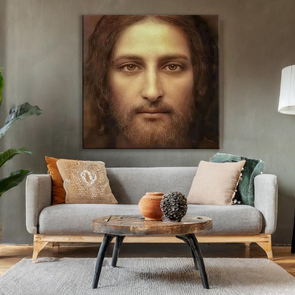 Véritable visage de Jésus-Christ créé par art mural artificiel intelligent, toile encadrée Jésus