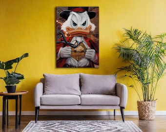 Scrooge McDuck Bitcoin Hero Canvas Wall Art, Arte contemporanea Stampabile Wall art Office wall art Moderna ispirazione digitale