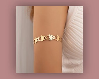 Fashion Arm Jewelry: Minimalist Gold Arm Cuffs with Cartoon Accent - Unique Gift for Her, Mom, Girlfriend, Bracelet, Upper Arm, Arm Bands