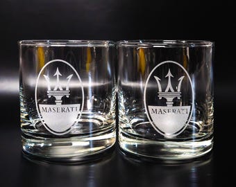Engraved Maserati Whiskey Glass – Old Fashioned Car Enthusiast Gift