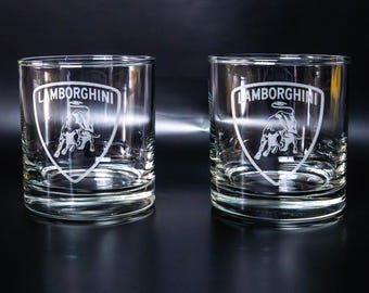Engraved Lamborghini Whiskey Glass - Automotive Enthusiast Gift