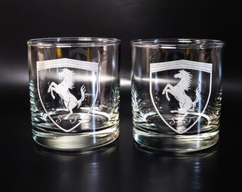 Engraved Ferrari Whiskey Glass - Gift for Car Enthusiasts