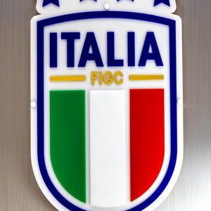 Letrero con el logotipo de la selección nacional de Italia / Lujo / Regalo / Decoración de habitación / Letrero para cueva de hombre / Letrero de garaje / Decoración de pared 3D para entusiastas del deporte