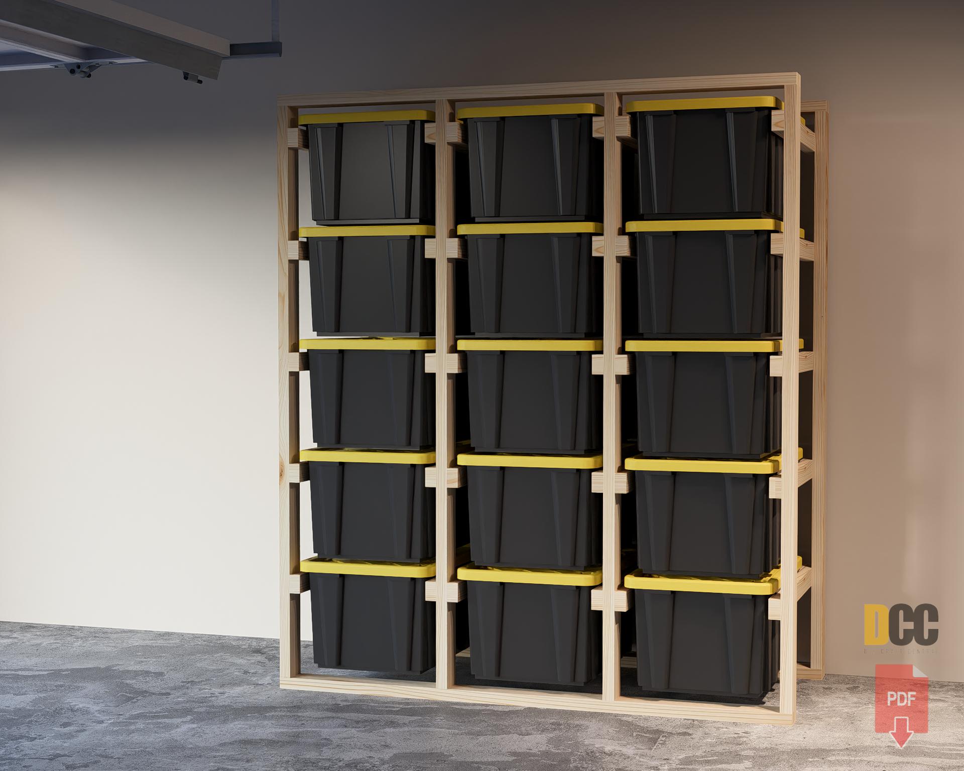 5x3 Rack Bin Storage Rack 5x3 Digital Download | 15 Slots Storage 27 Gallon Diy ...