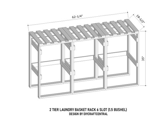 Wäschekorb-Ständer | Digitaler Download Wäscheorganizer seitlich lagern Wäscheschrank Holzregal Lagerung Eingangsbereich Lagerung 2-er Tier-Rack